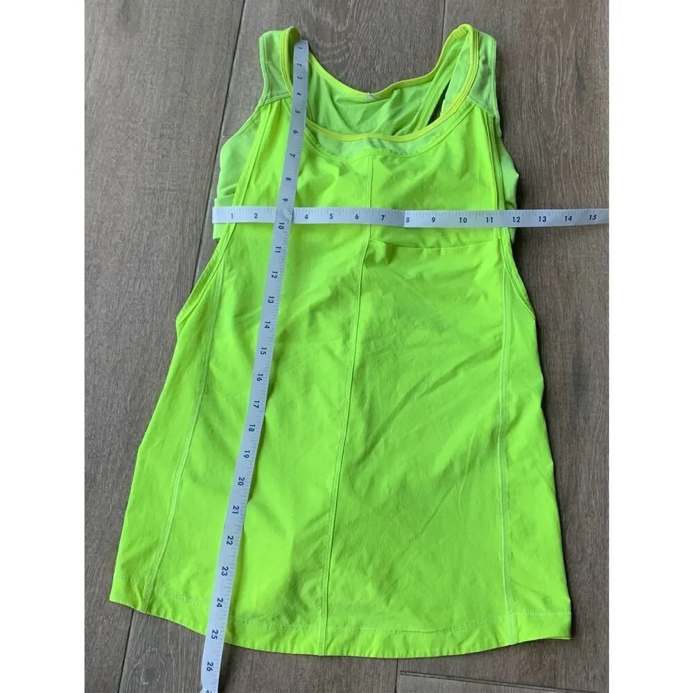 Lululemon Run For The Money Highlighter Yellow SPORT BRA TANK TOP sz 4